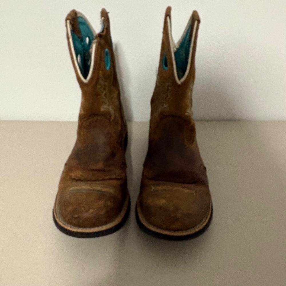 Ariat Fatbaby Brown Leather Western Cowboy Boots Turquoise Embroidery Women's 9B - Picture 3 of 14